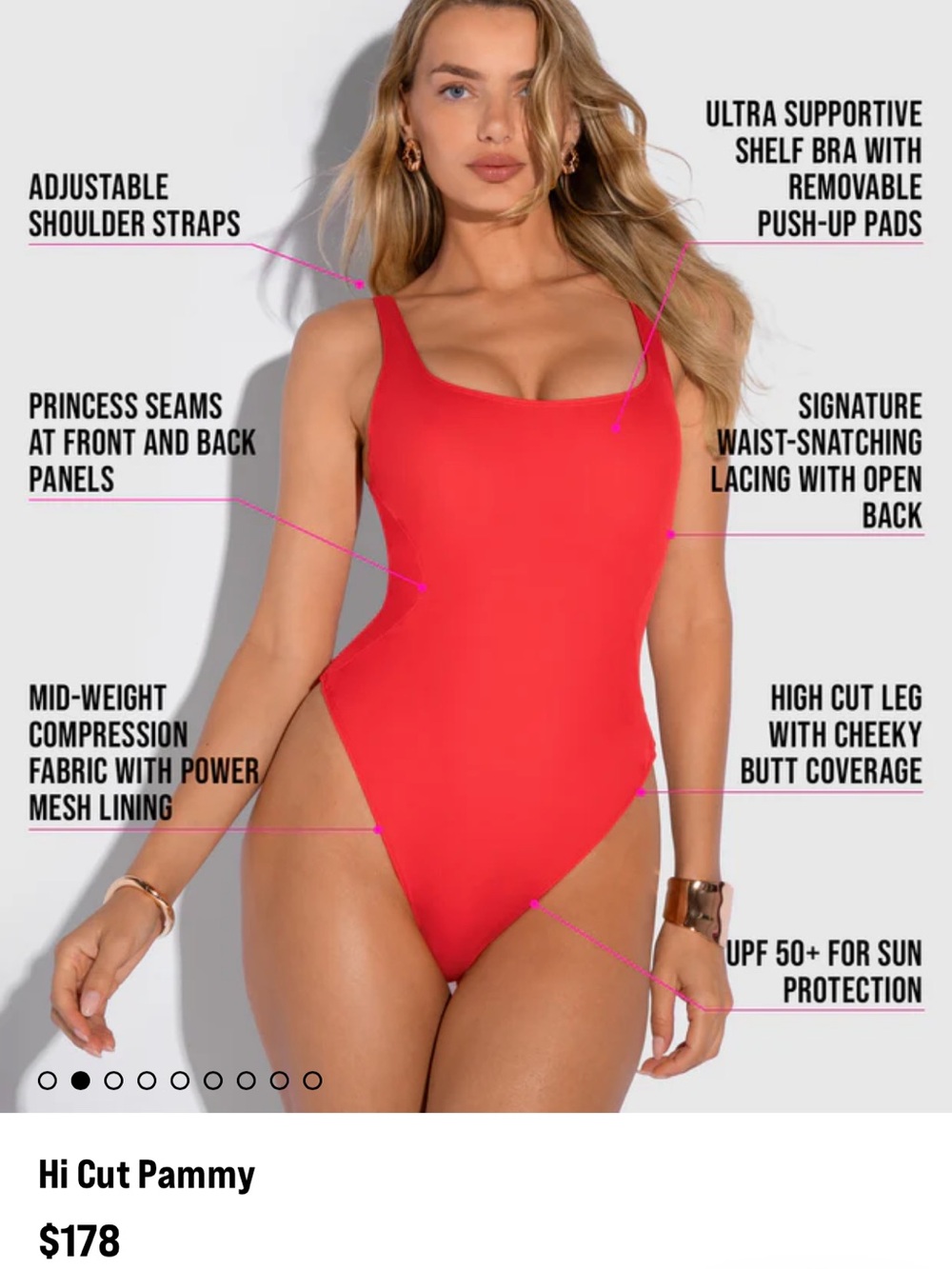 TA3 Sqaurey High Cut Classic Black One-Piece Shapewear Swimsuit - Picture 4 of 4